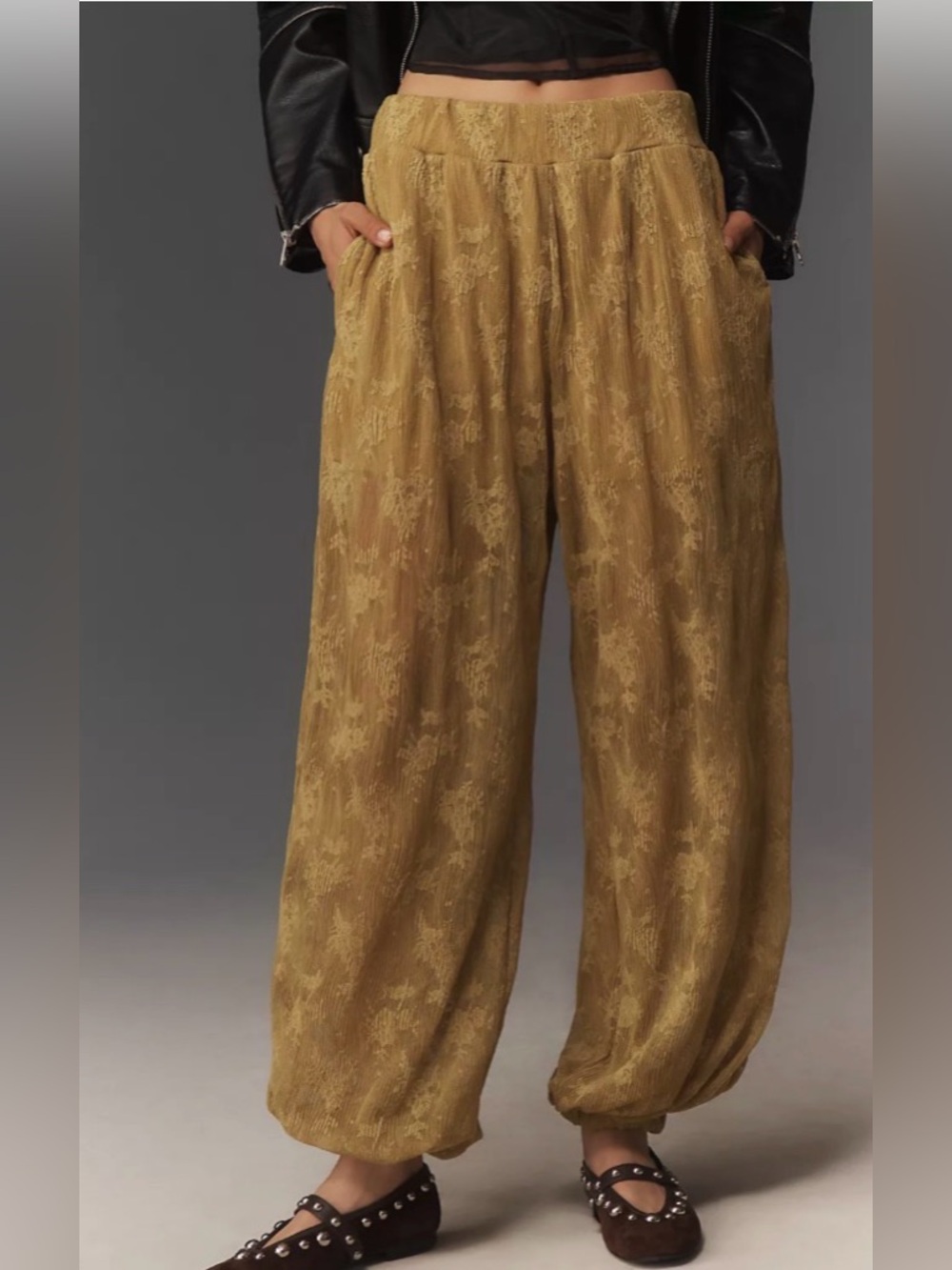 NWT Maeve by Anthropologie Sheer Lace Balloon Pants joggers size Small